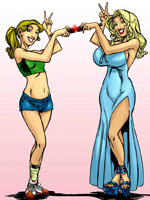Cartoon dude gets a remote control for his tv where he can see a hot chick with mega boobs